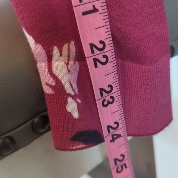 Tommy Hilfiger Cardigan Small Women's 100% Cotton Burgundy with Leaves Long - Picture 5 of 8